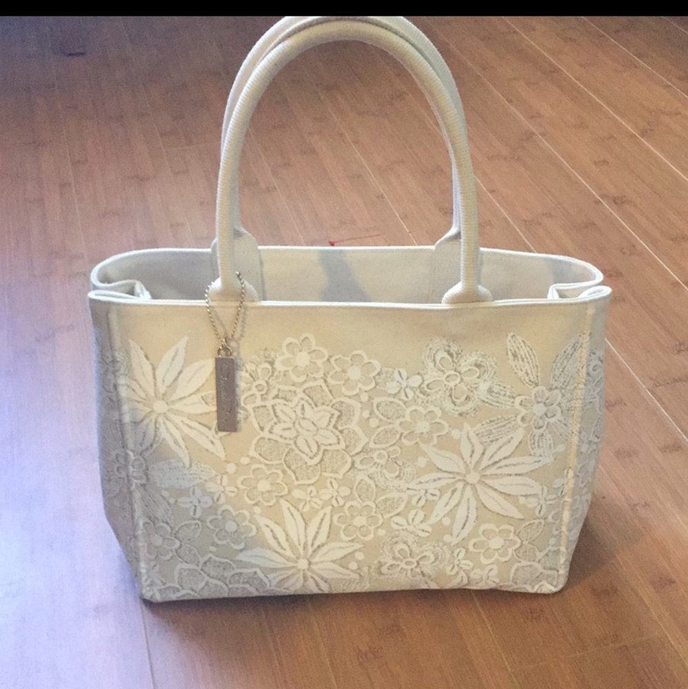 Oscar we la rental Cream Floral Print Tote Bag